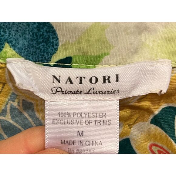 Vintage NATORI Floral Button Up Shirt Top Women's Size Medium - Picture 4 of 8